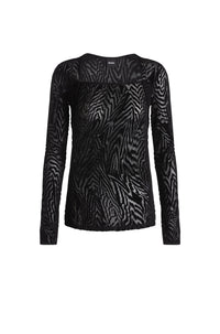 Blouse manches longues à motif animalier - Black