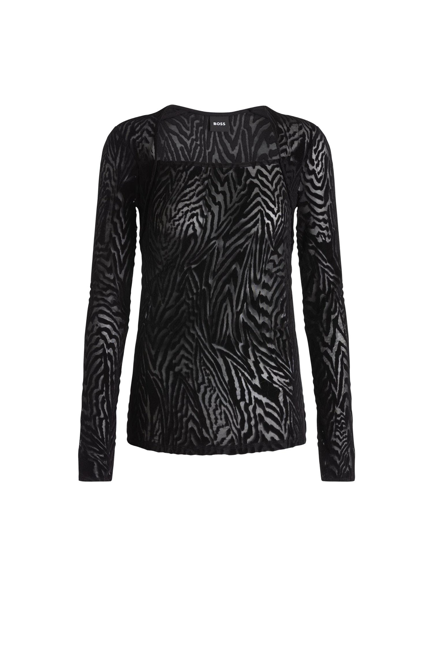 Blouse manches longues à motif animalier - Black