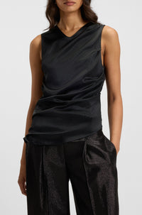 Sleeveless V-neck top - Black