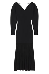 Wool dress with balloon sleeves - Black