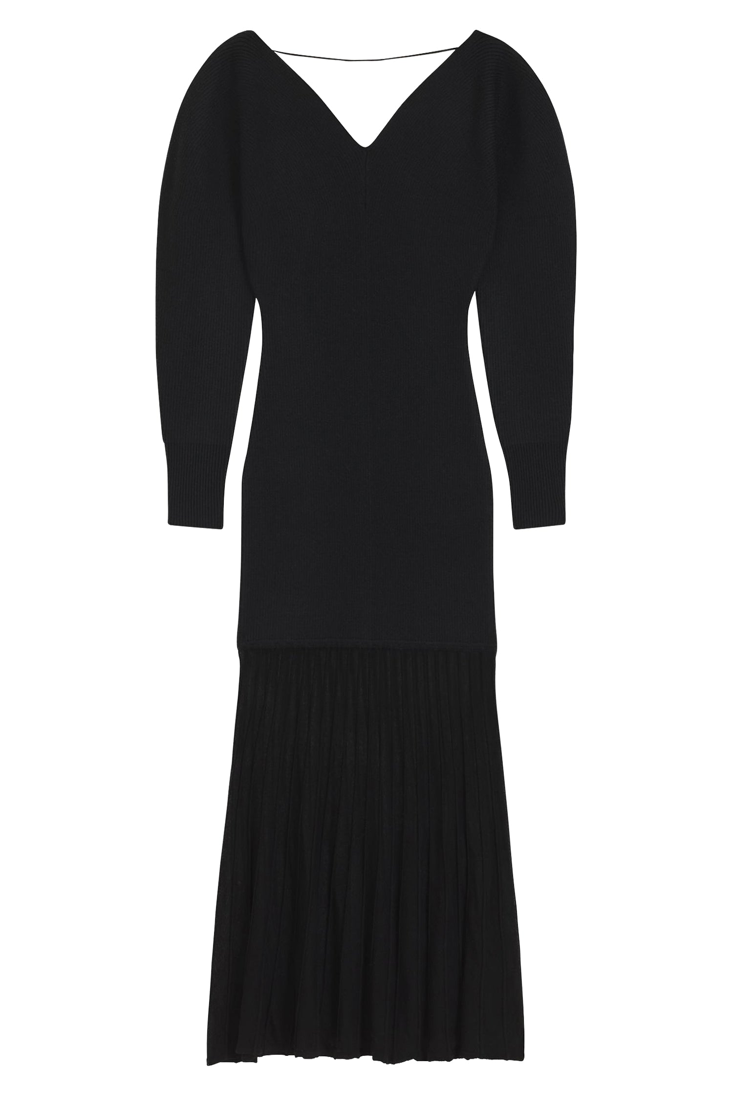 Wool dress with balloon sleeves - Black