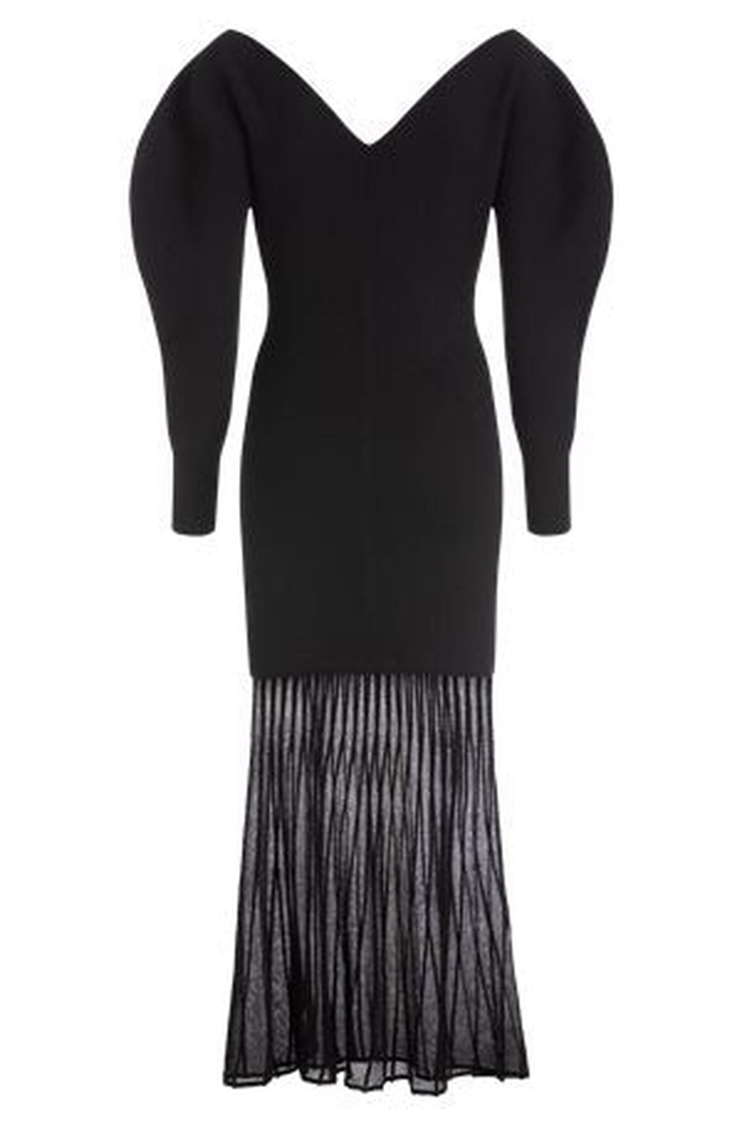 Wool dress with balloon sleeves - Black