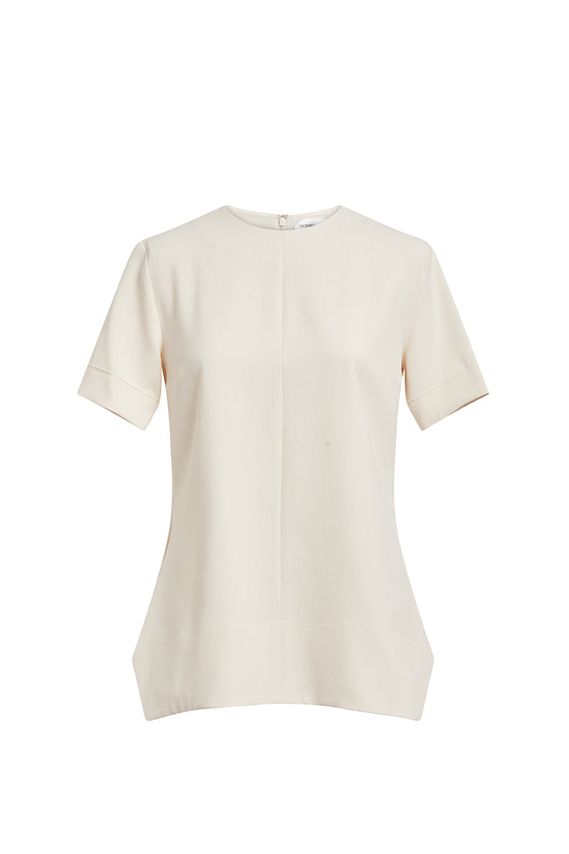 Short Sleeve Lightweight Stretch Top - Cream