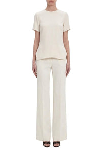 Short Sleeve Lightweight Stretch Top - Cream
