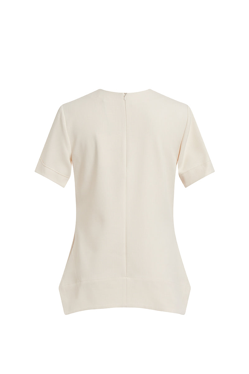 Short Sleeve Lightweight Stretch Top - Cream