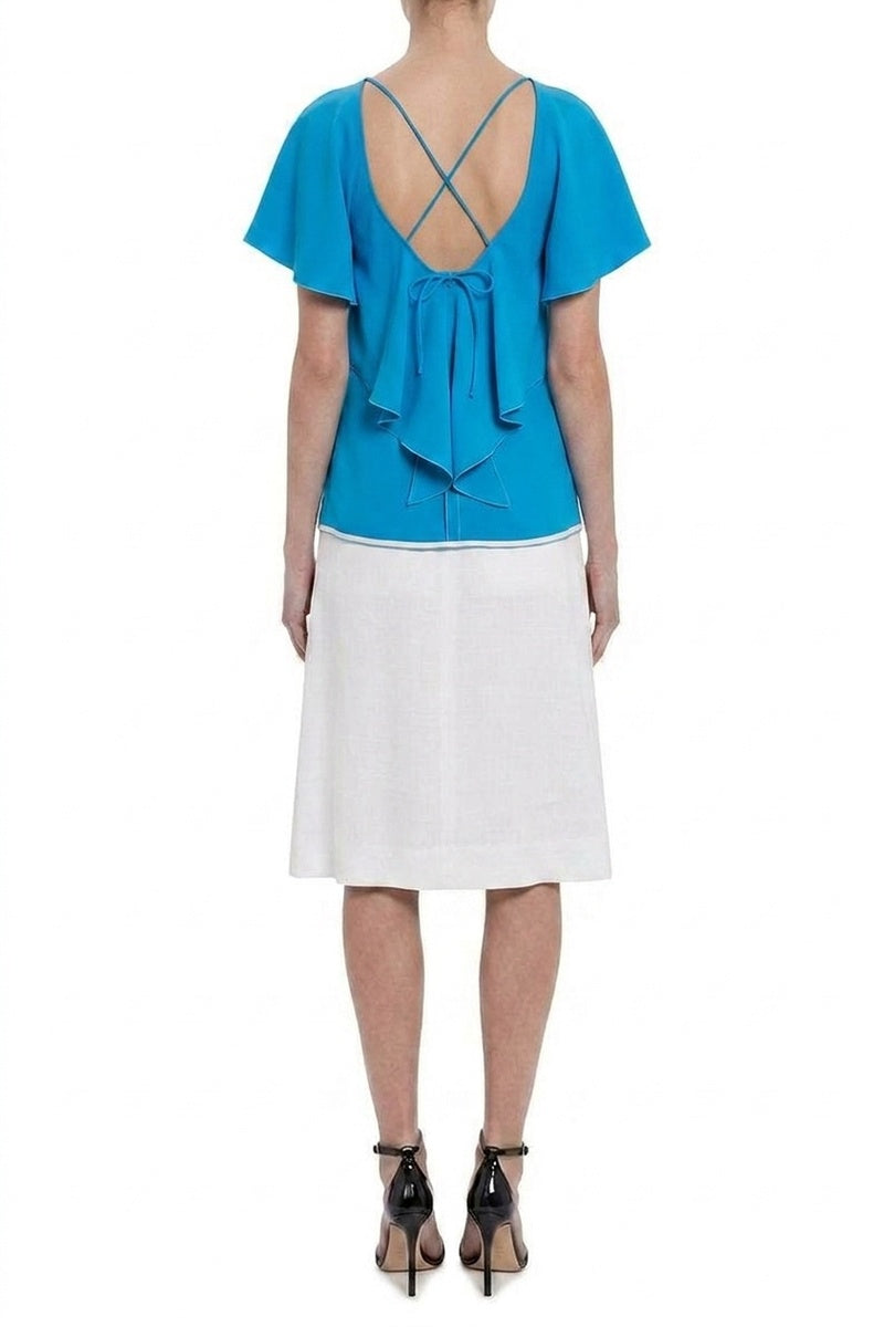 Drape Detail Cocktail Top - Primary Blue