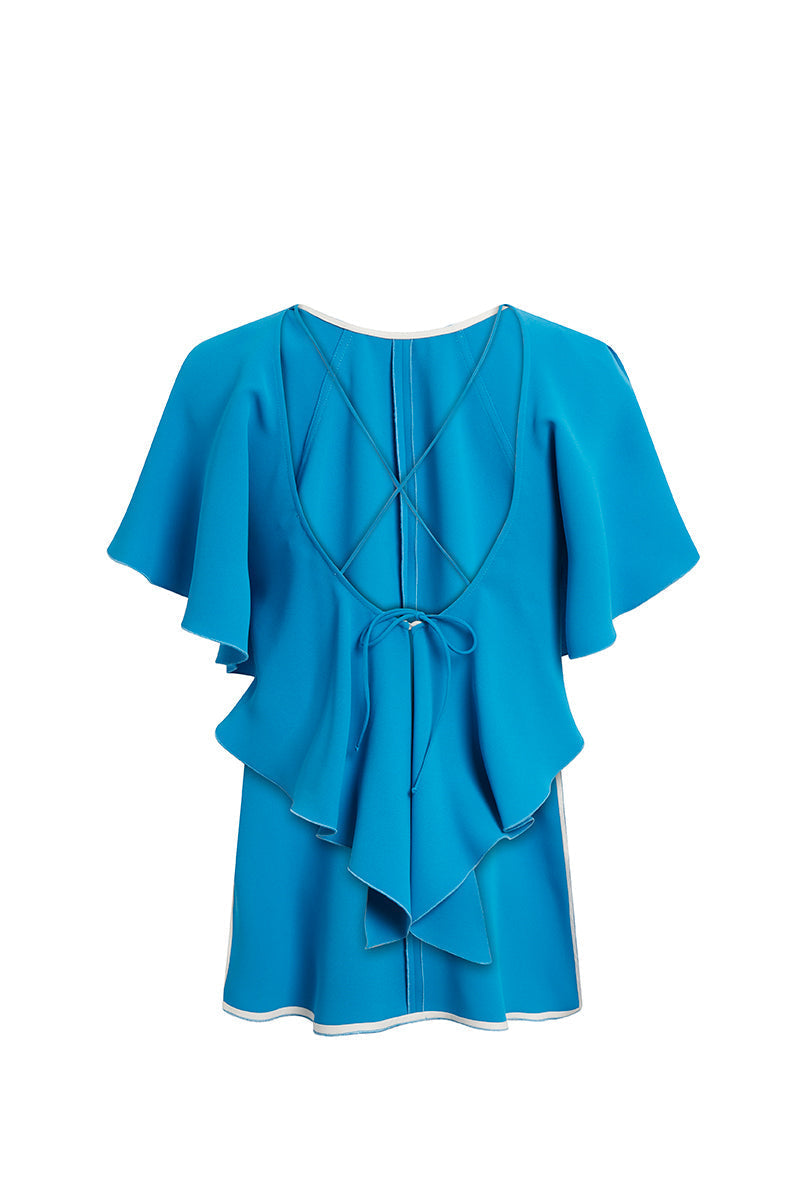 Drape Detail Cocktail Top - Primary Blue