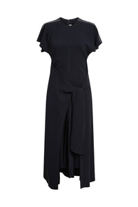 Short Sleeve Tie Detail Dress - Midnight