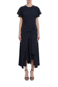 Short Sleeve Tie Detail Dress - Midnight