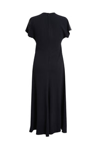 Short Sleeve Tie Detail Dress - Midnight