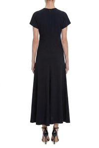Short Sleeve Tie Detail Dress - Midnight