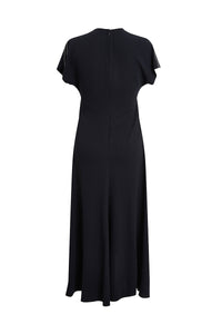 Short Sleeve Tie Detail Dress - Midnight