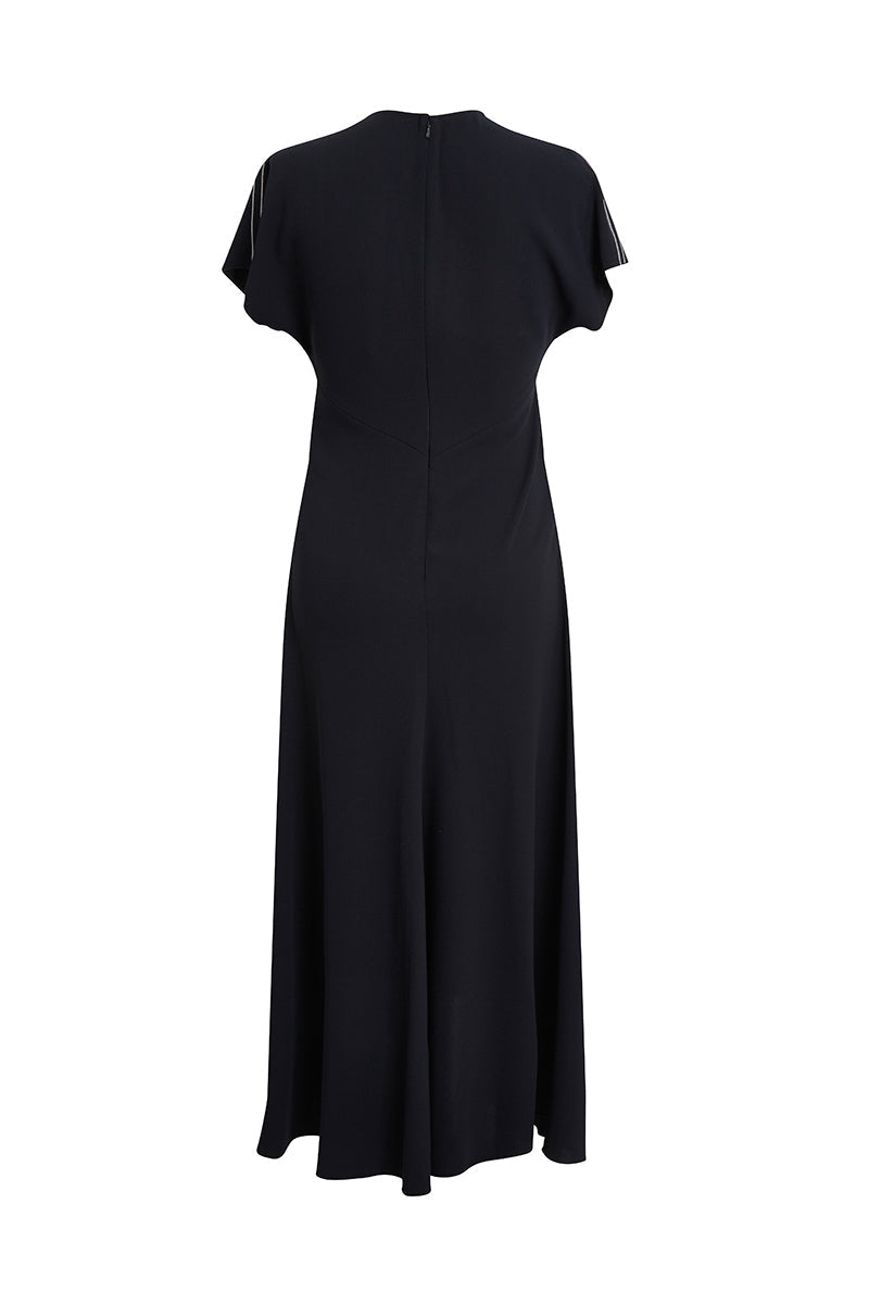 Short Sleeve Tie Detail Dress - Midnight