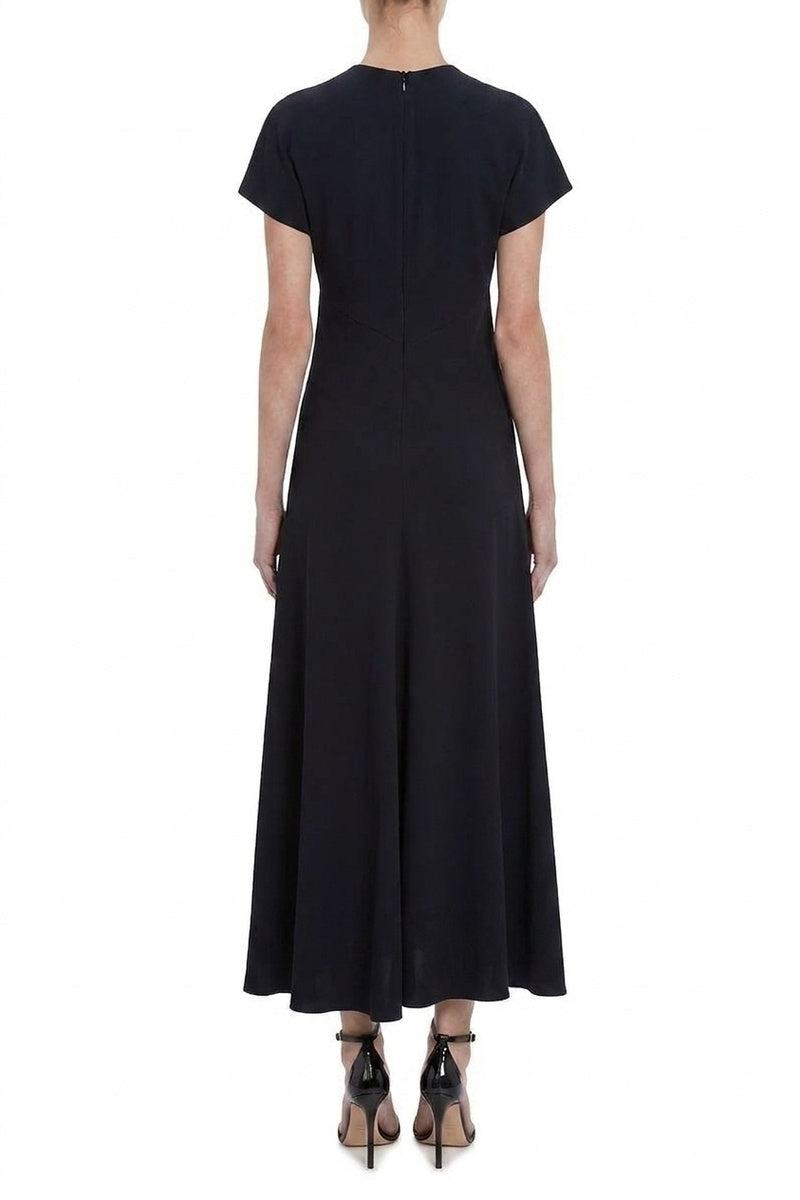 Short Sleeve Tie Detail Dress - Midnight