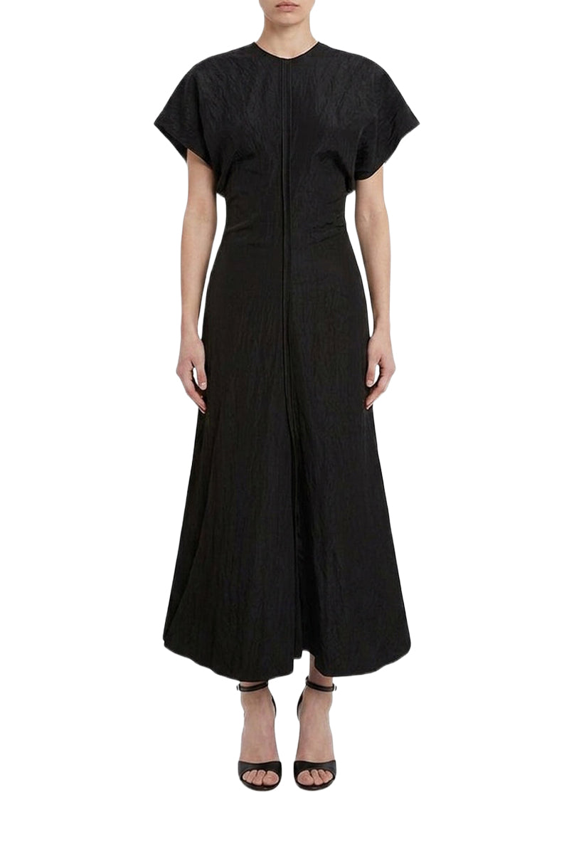 Drape Shoulder Dress - Black