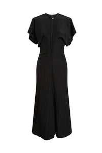Drape Shoulder Dress - Black