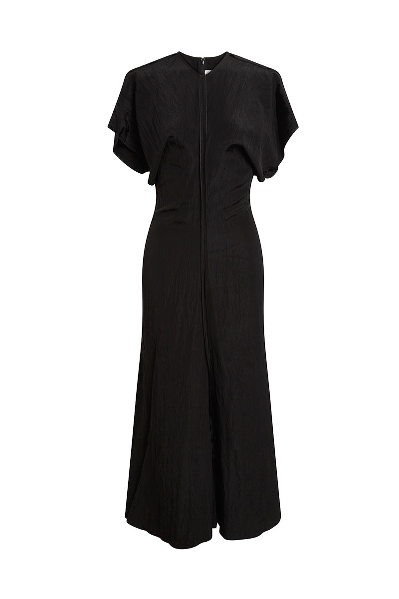 Drape Shoulder Dress - Black