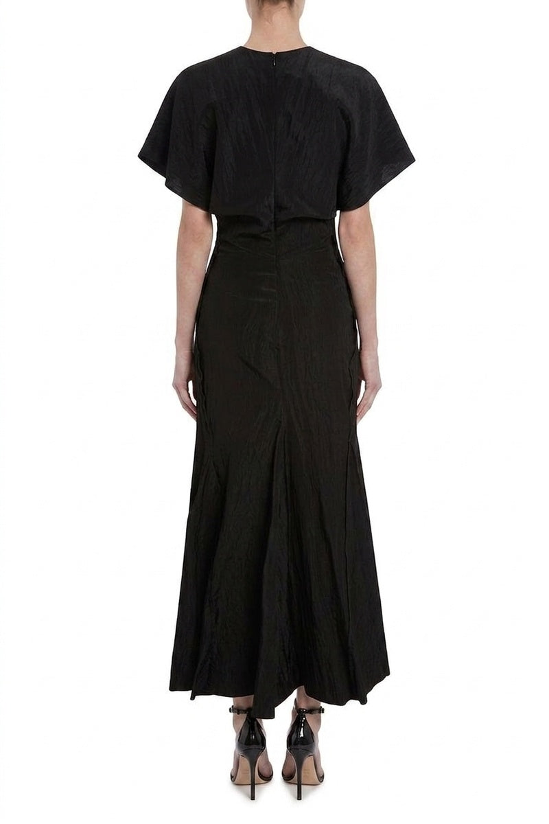 Drape Shoulder Dress - Black