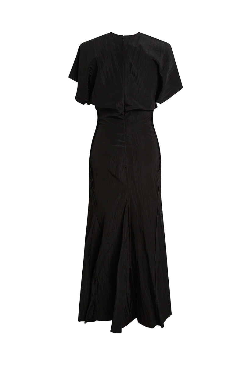 Drape Shoulder Dress - Black