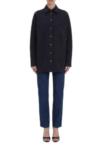 Wrap-Front Oversized Shirt - Black