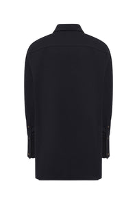 Wrap-Front Oversized Shirt - Black