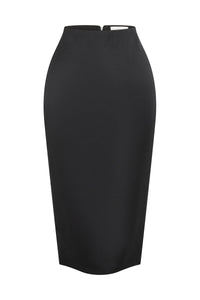 Double Wool Crepe Pencil Skirt - Black