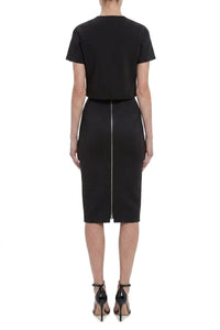 Double Wool Crepe Pencil Skirt - Black