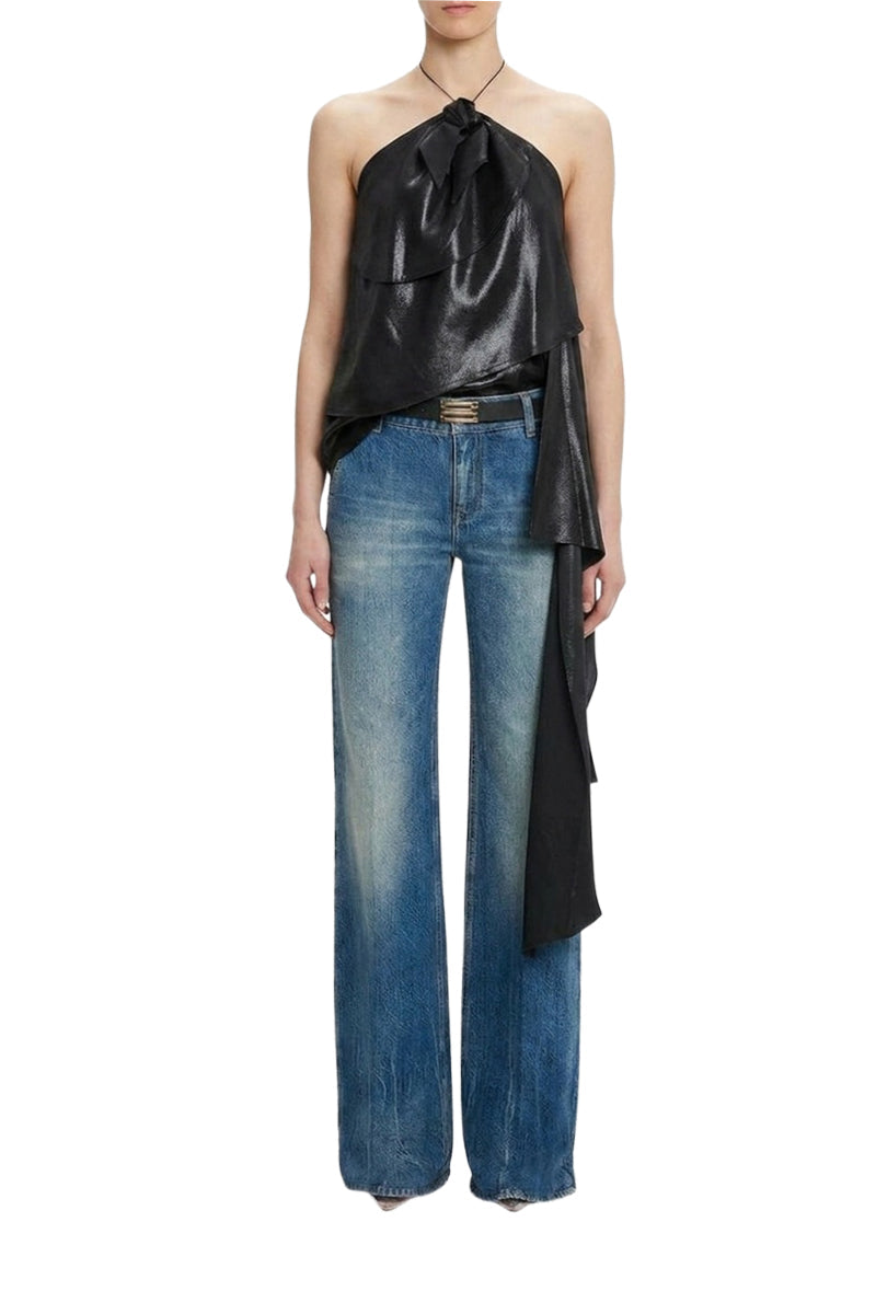 Gathered Halter Top - Black