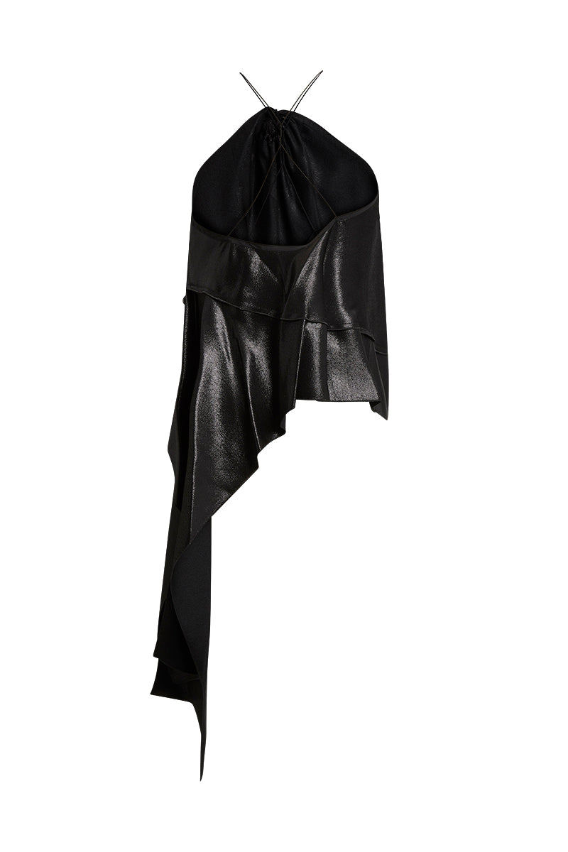 Gathered Halter Top - Black