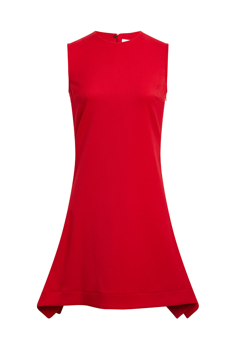 Flounce Hem Dress - Postbox Red