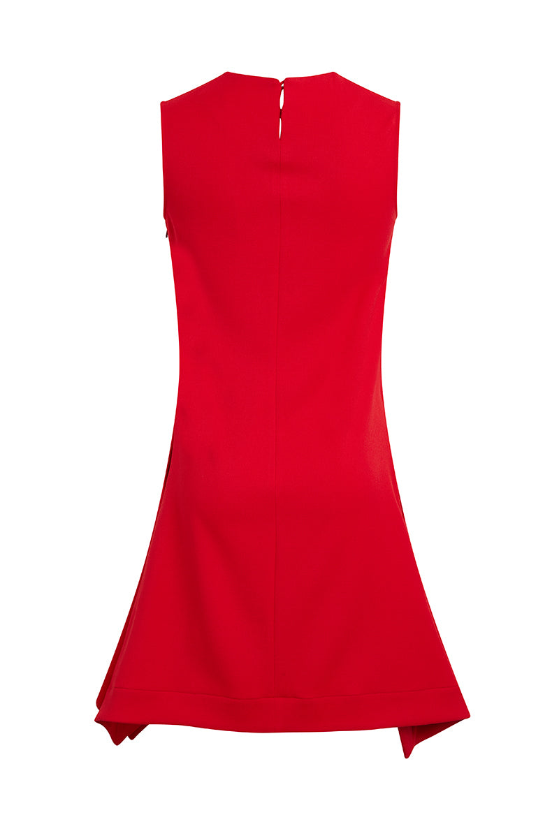 Flounce Hem Dress - Postbox Red