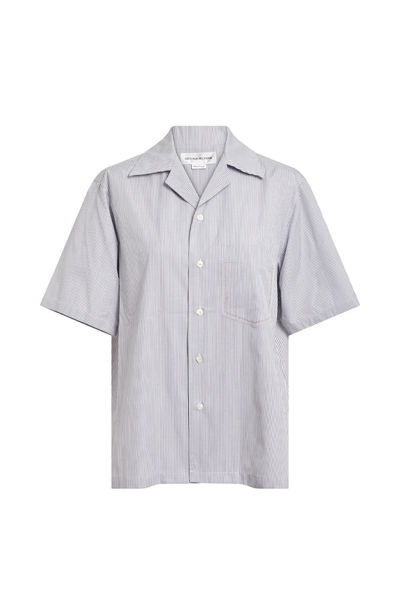 Short Sleeve Pyjama Shirt - White/Navy