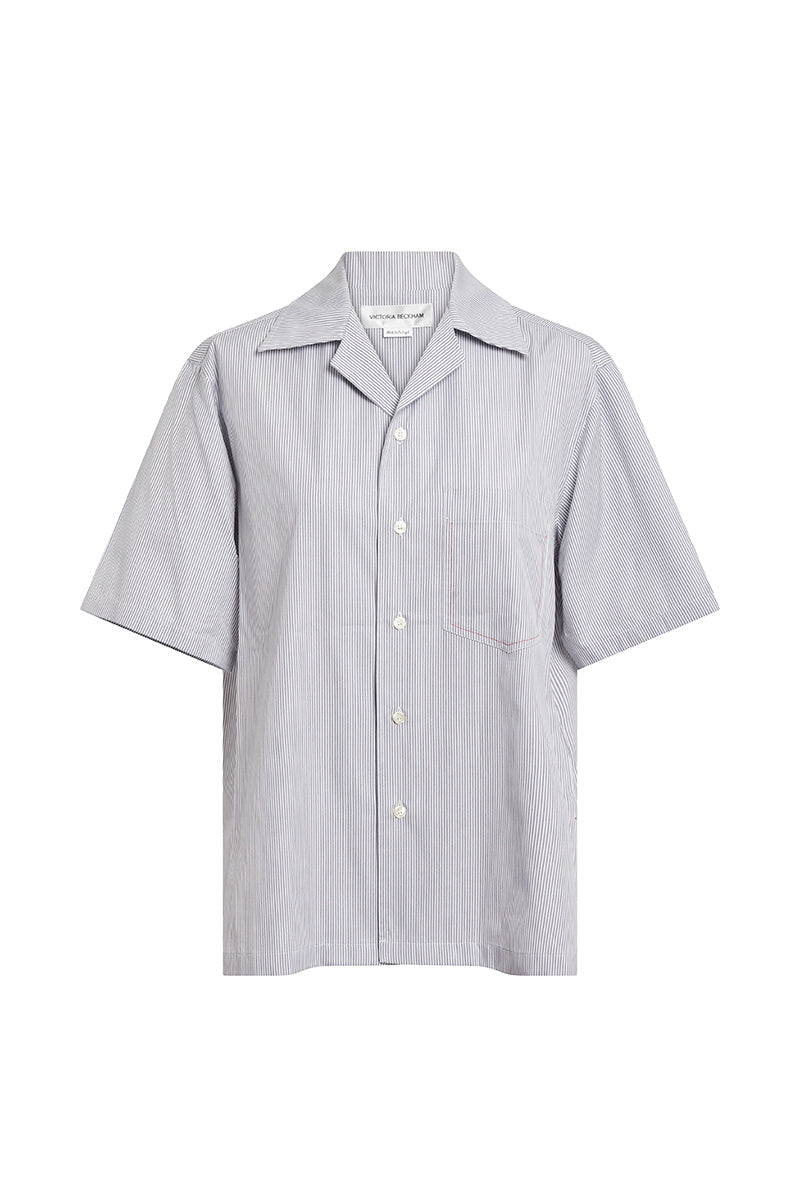 Short Sleeve Pyjama Shirt - White/Navy