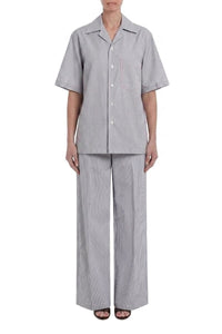 Short Sleeve Pyjama Shirt - White/Navy