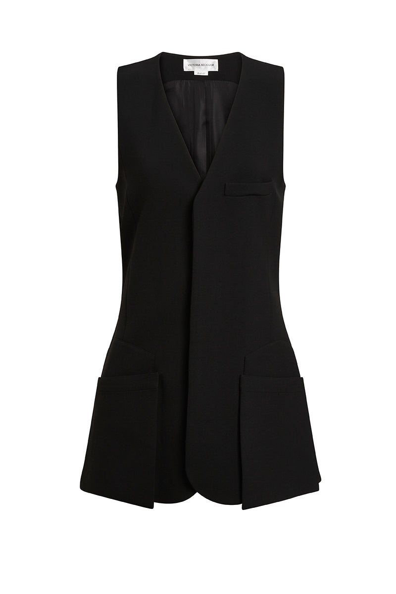 Sleeveless Tailored Mini Dress - Black