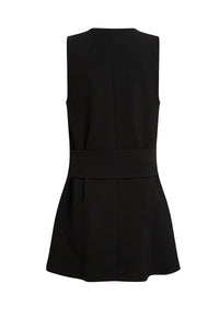 Sleeveless Tailored Mini Dress - Black