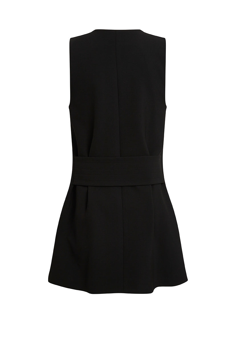 Sleeveless Tailored Mini Dress - Black