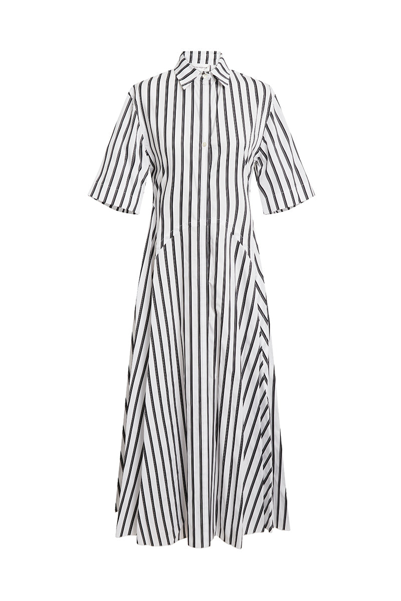 Panelled Shirt Dress - White/Black