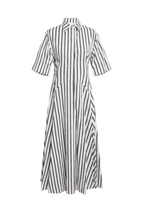 Panelled Shirt Dress - White/Black