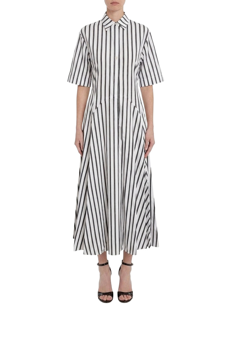 Panelled Shirt Dress - White/Black