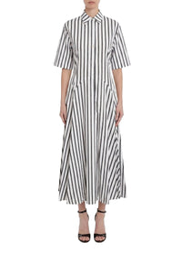 Panelled Shirt Dress - White/Black