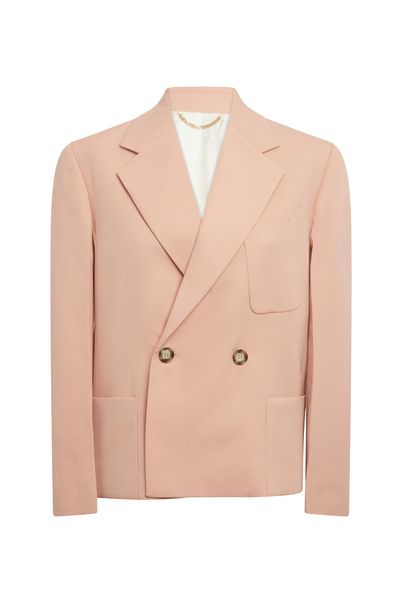 Cropped Double Breasted Jacket - Peach