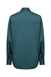 Asymmetric Ruffle Blouse - Mallard Green