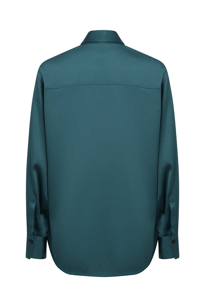 Asymmetric Ruffle Blouse - Mallard Green