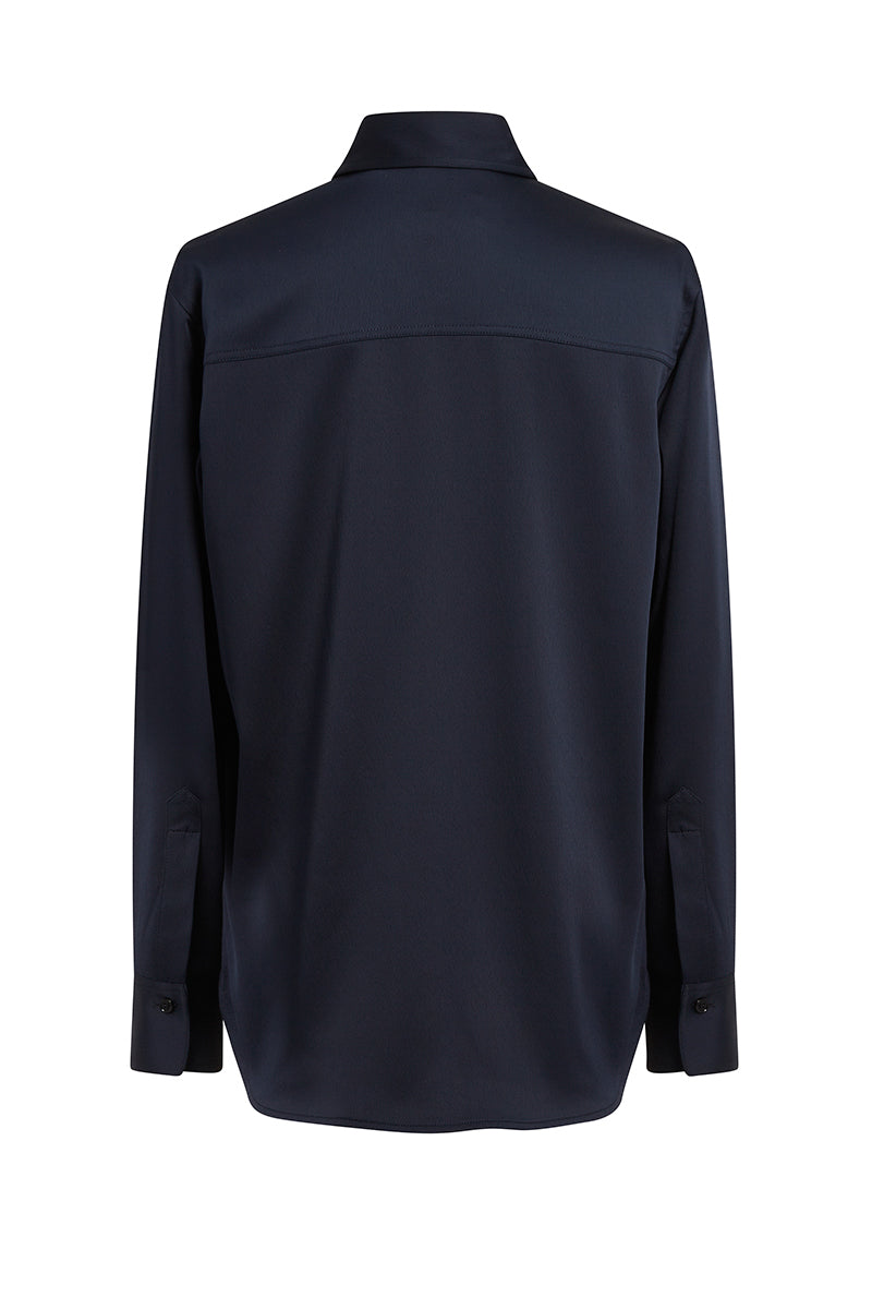 Asymmetric Ruffle Blouse - Midnight