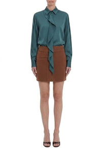 Asymmetric Ruffle Blouse - Mallard Green