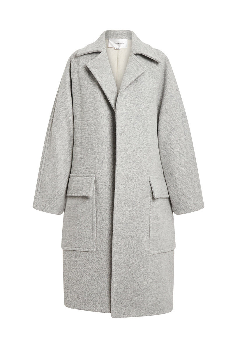 Cocoon Wrap Coat - Slate/Ivory