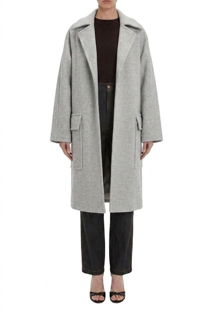 Cocoon Wrap Coat - Slate/Ivory