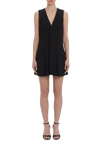 Sleeveless Tailored Mini Dress - Black
