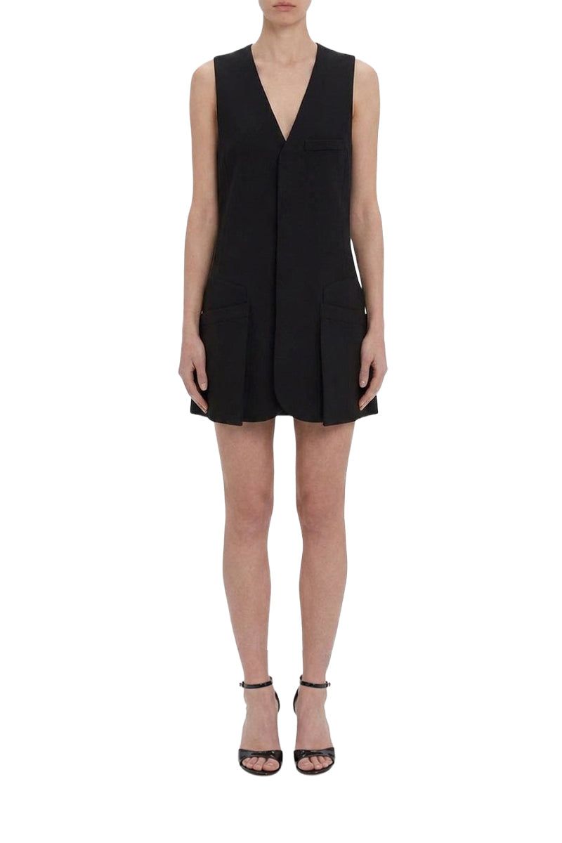 Sleeveless Tailored Mini Dress - Black